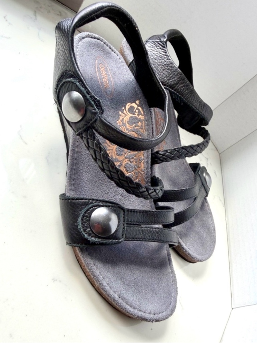AETREX Jillian Braided Quarter Strap Sandal size 9.5 new